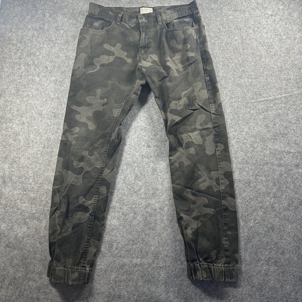 Elwood‎ Jogger Pants Mens 34 Camo Corduroy Elastic Cuff Streetwear Skater